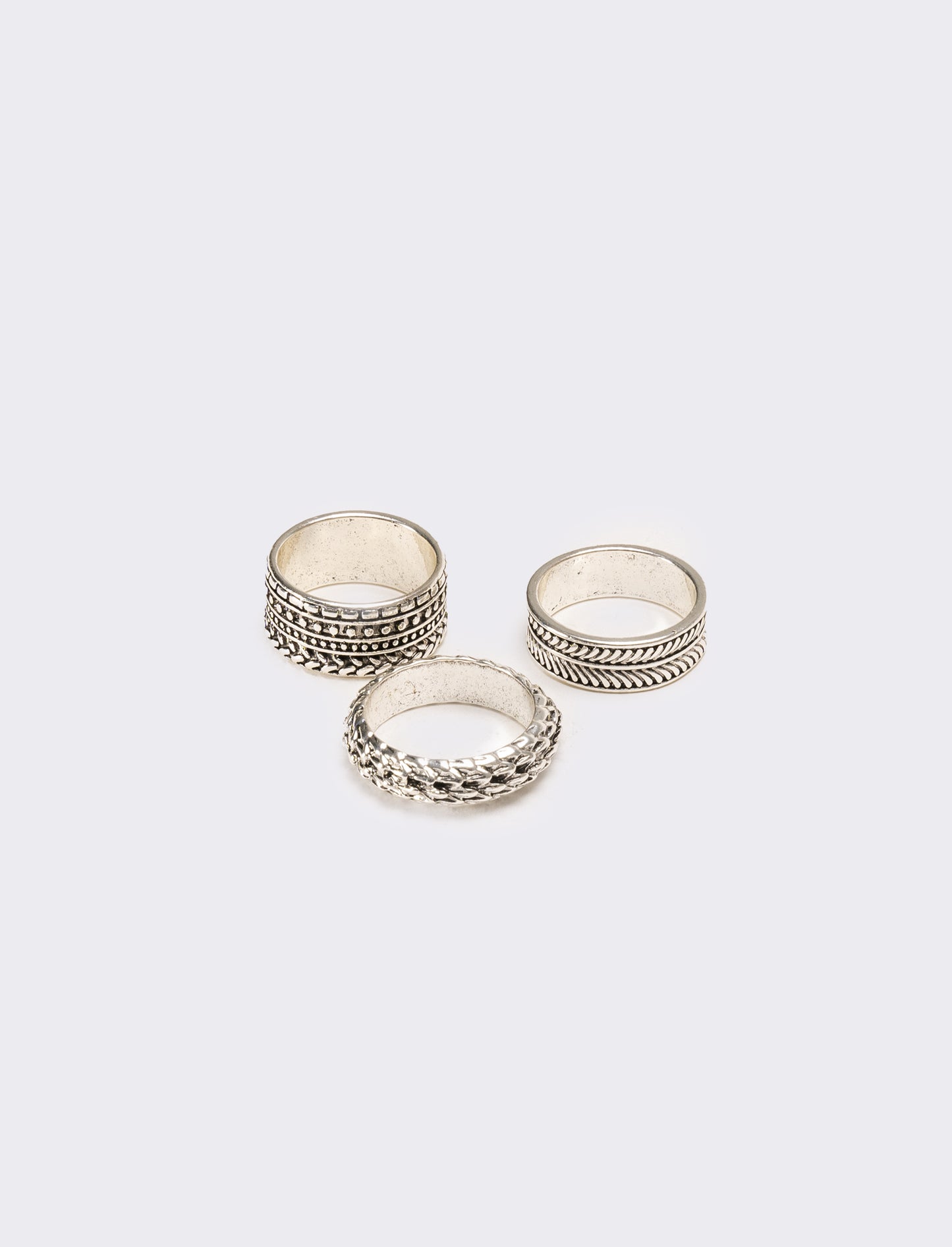 Tre pezzi anelli uomo card - Argento