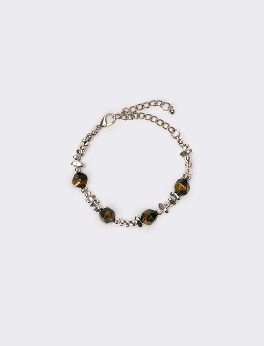 Bracciale uomo con pietra - Marrone