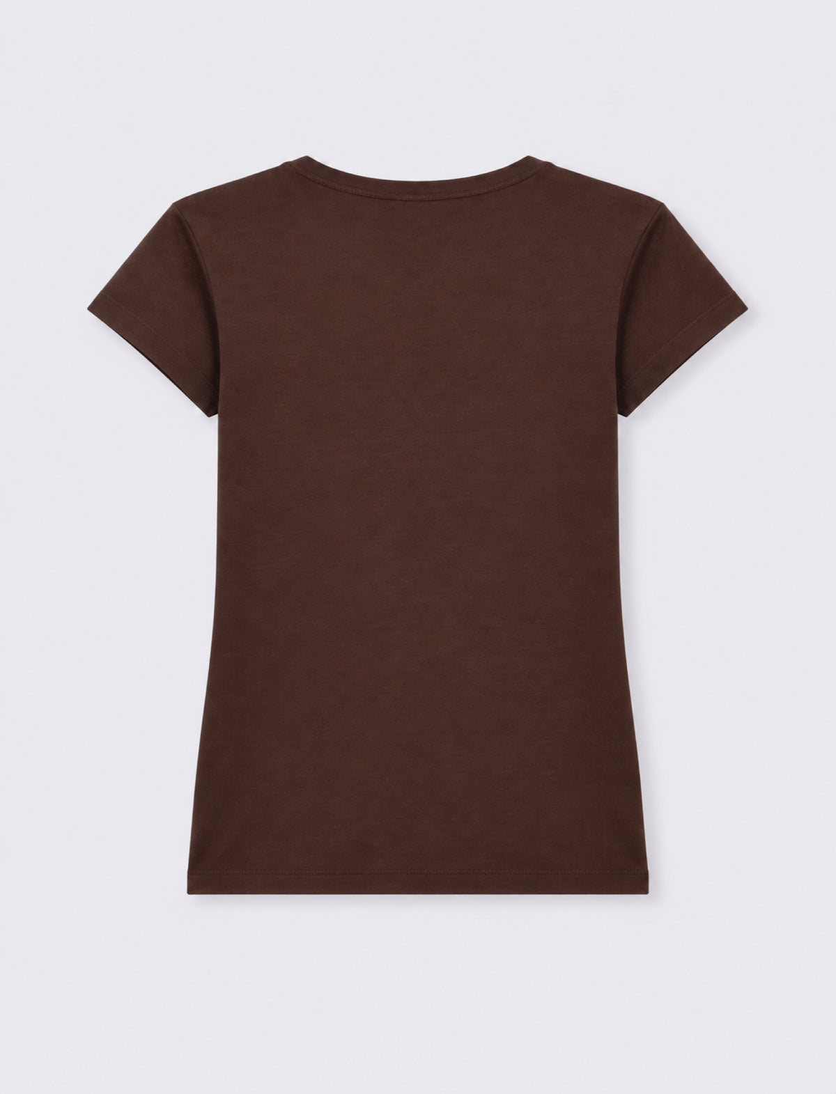 T-shirt con scollo a V - Marrone cioccolato