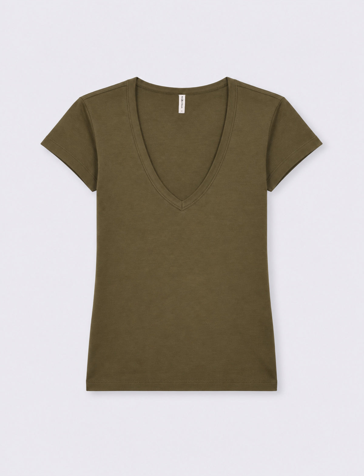 T-shirt con scollo a V - Verde foresta