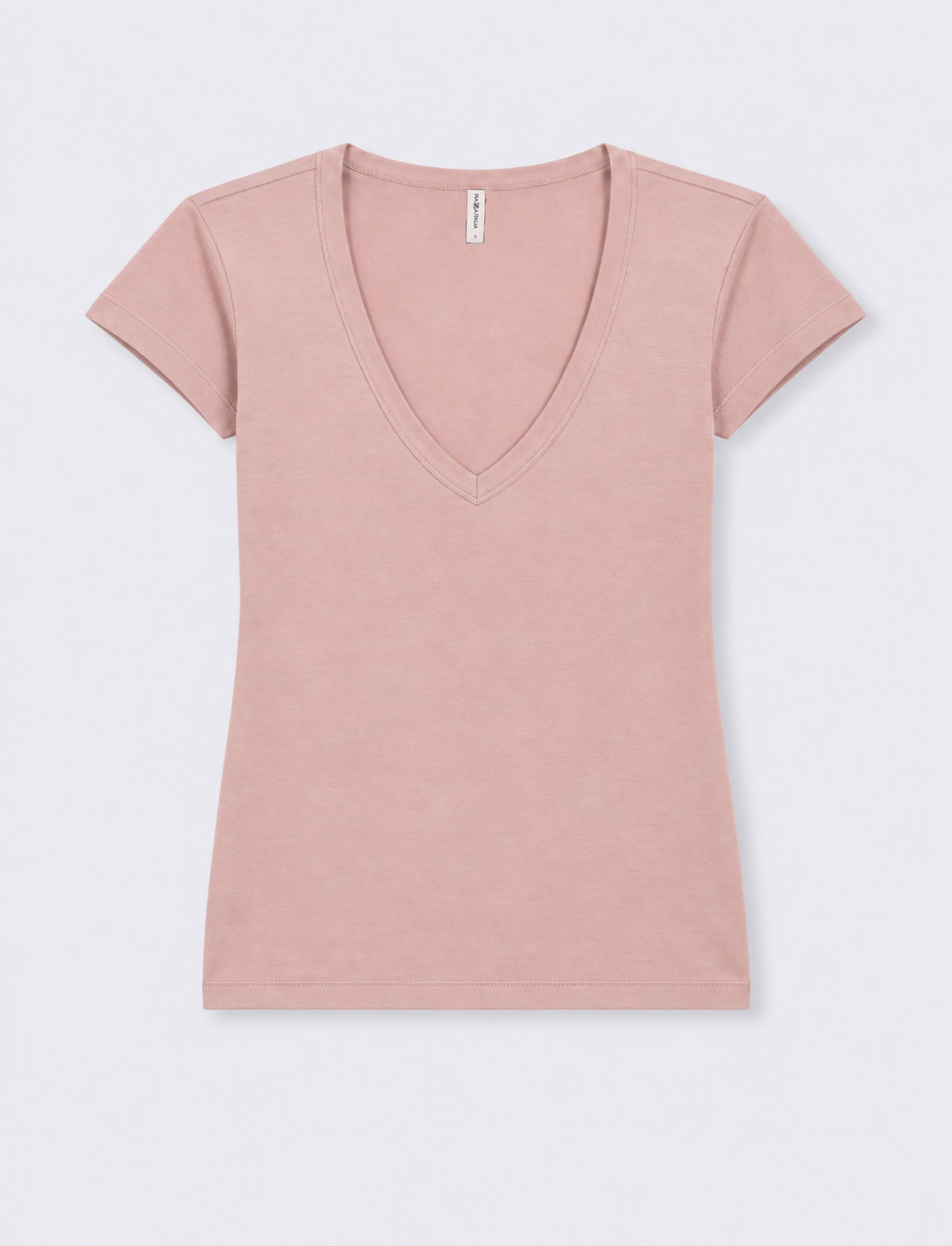 T-shirt con scollo a V - Rosa antico