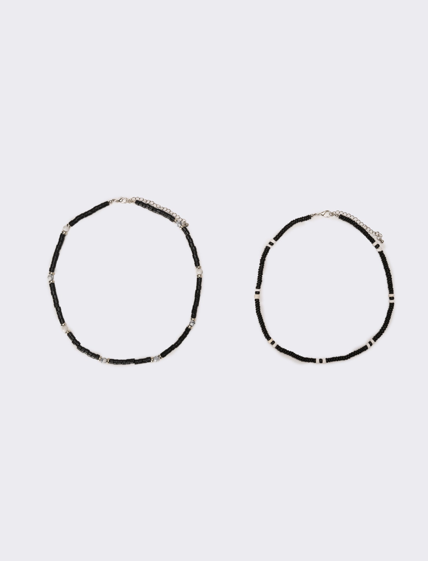 Collana uomo due fili con legno e turchese - Nero