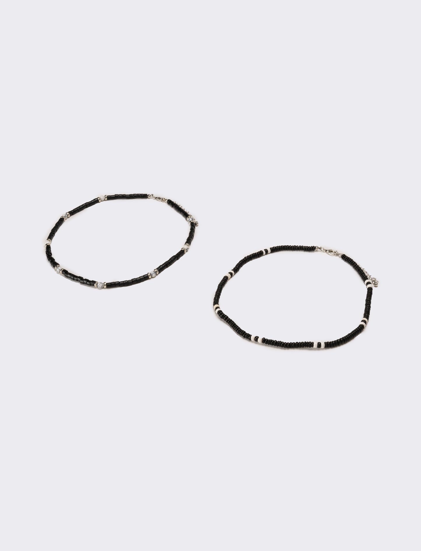 Collana uomo due fili con legno e turchese - Nero