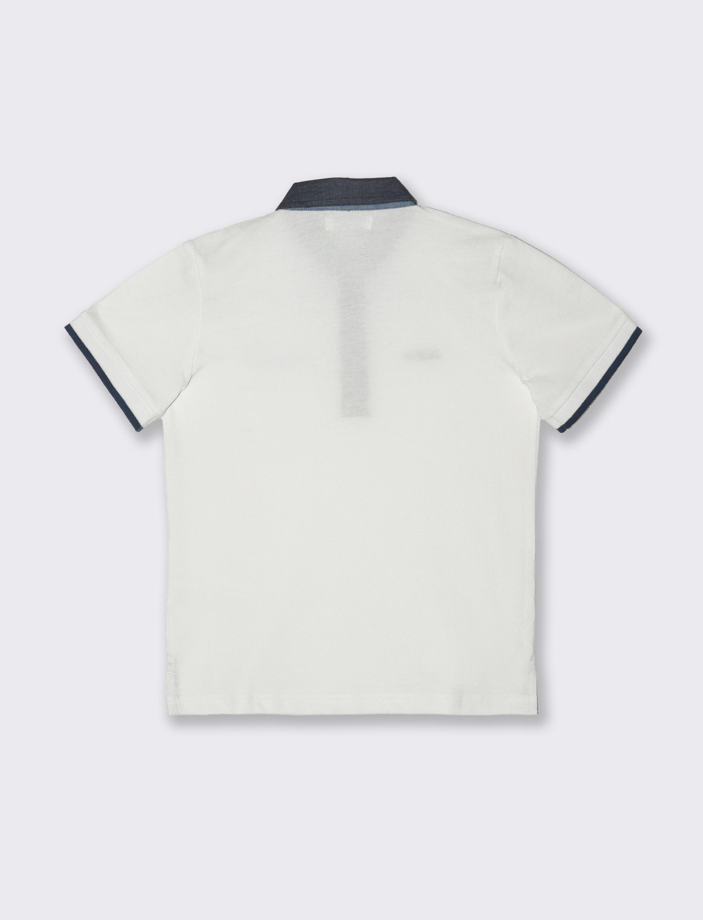Polo in piquet collo chambray da bambino - Bianco