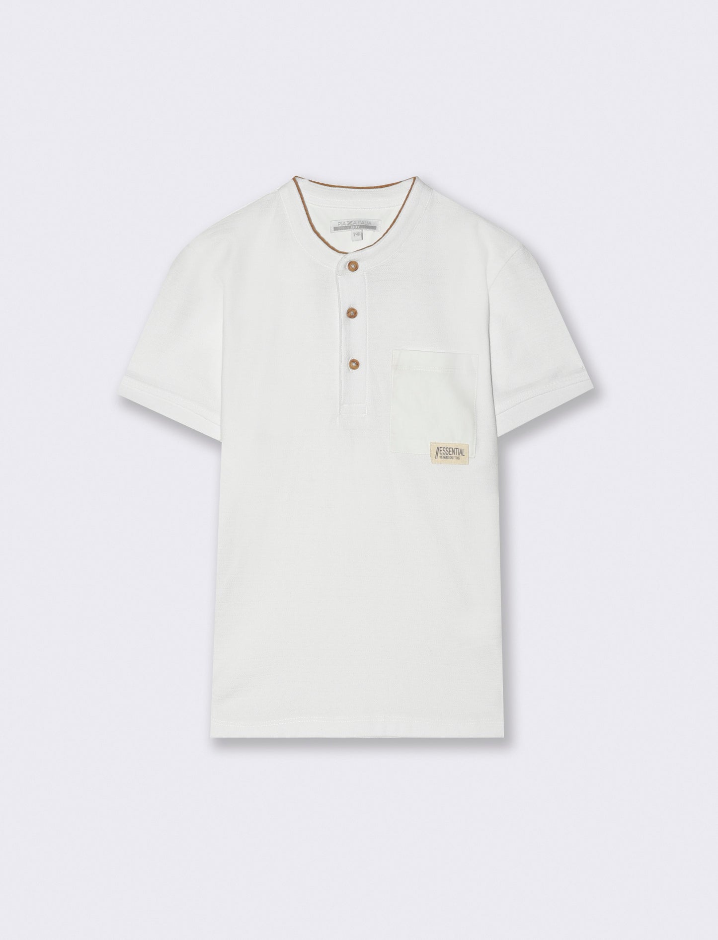 T-shirt con dettagli in misto lino da bambino - Bianco latte
