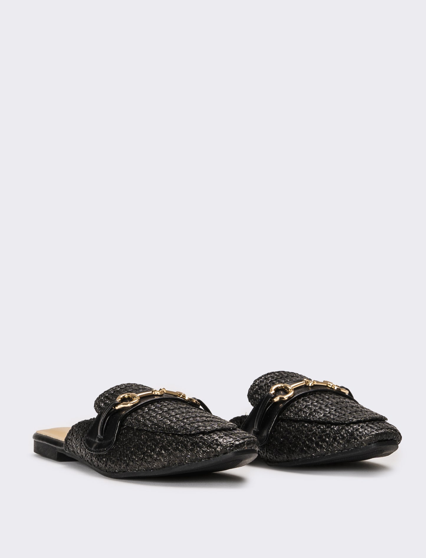 Mule in rafia - Nero