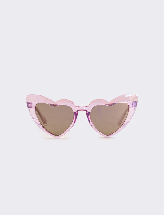 Occhiali bambina a forma di cuore con lente a specchio - Lilla