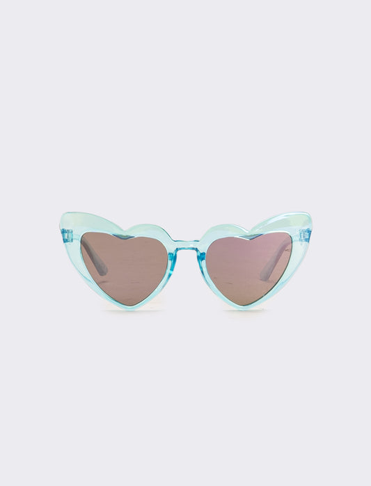 Occhiali bambina a forma di cuore con lente a specchio - Turchese