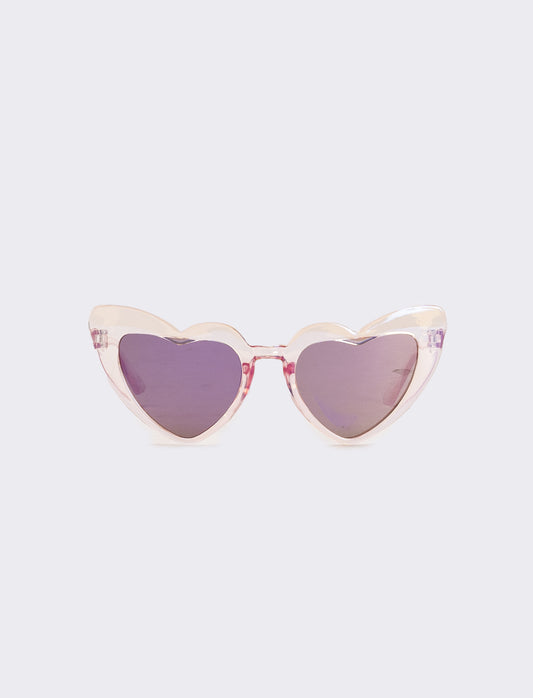 Occhiali bambina a forma di cuore con lente a specchio - Rosa