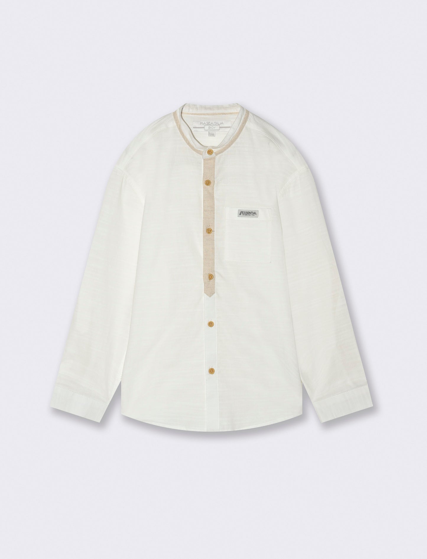 Camicia con profili in misto lino da bambino - Bianco latte