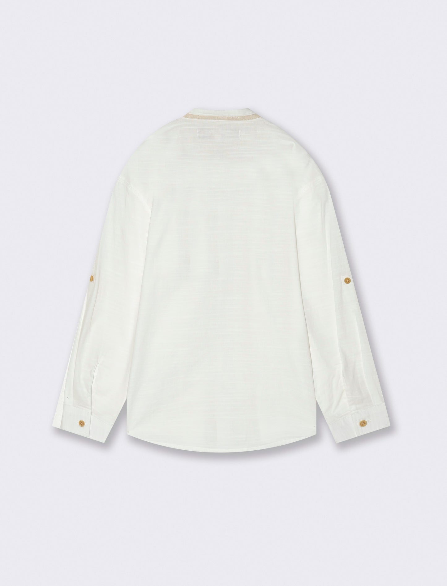 Camicia con profili in misto lino da bambino - Bianco latte