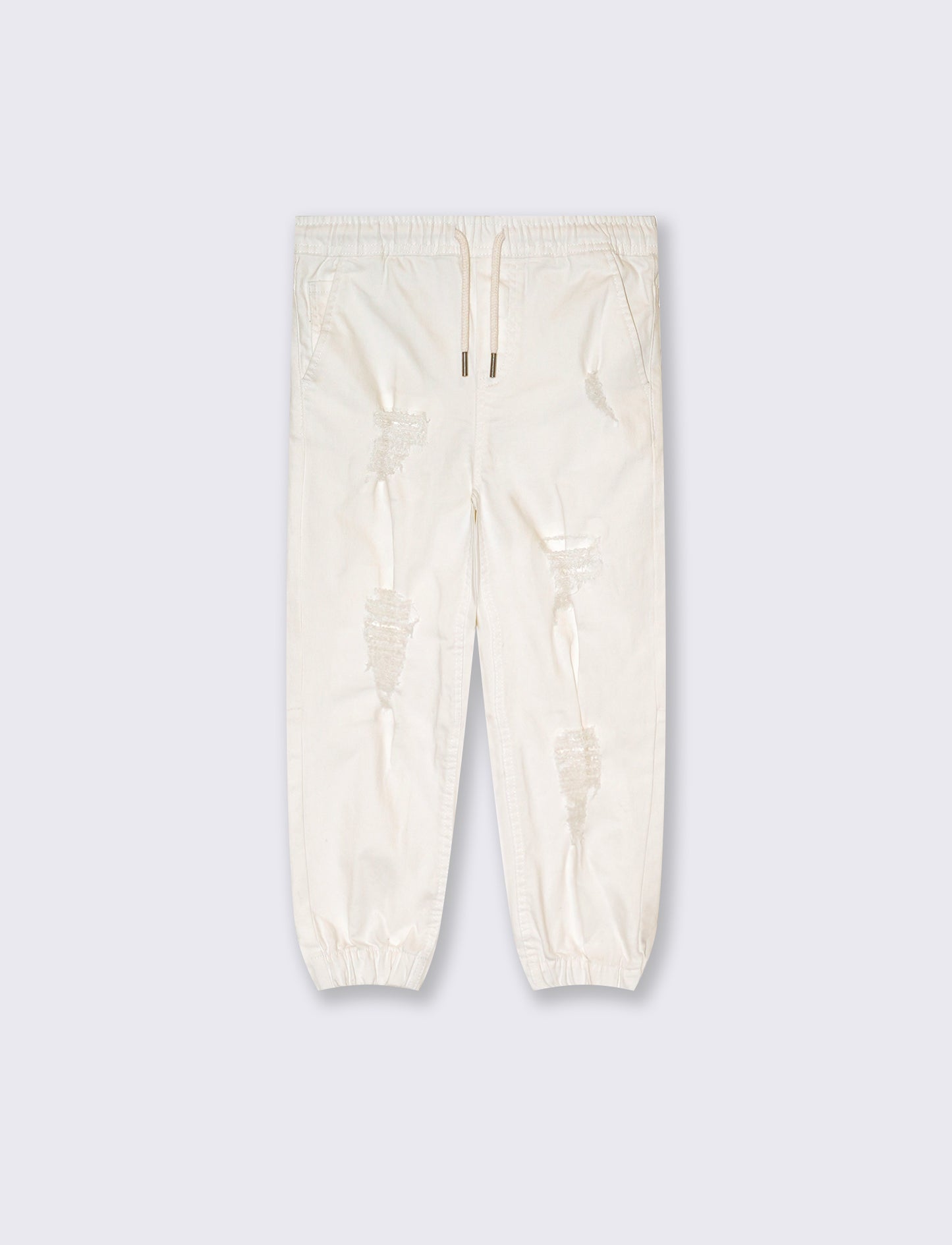 Jogger in drill di cotone da bambino - Bianco latte