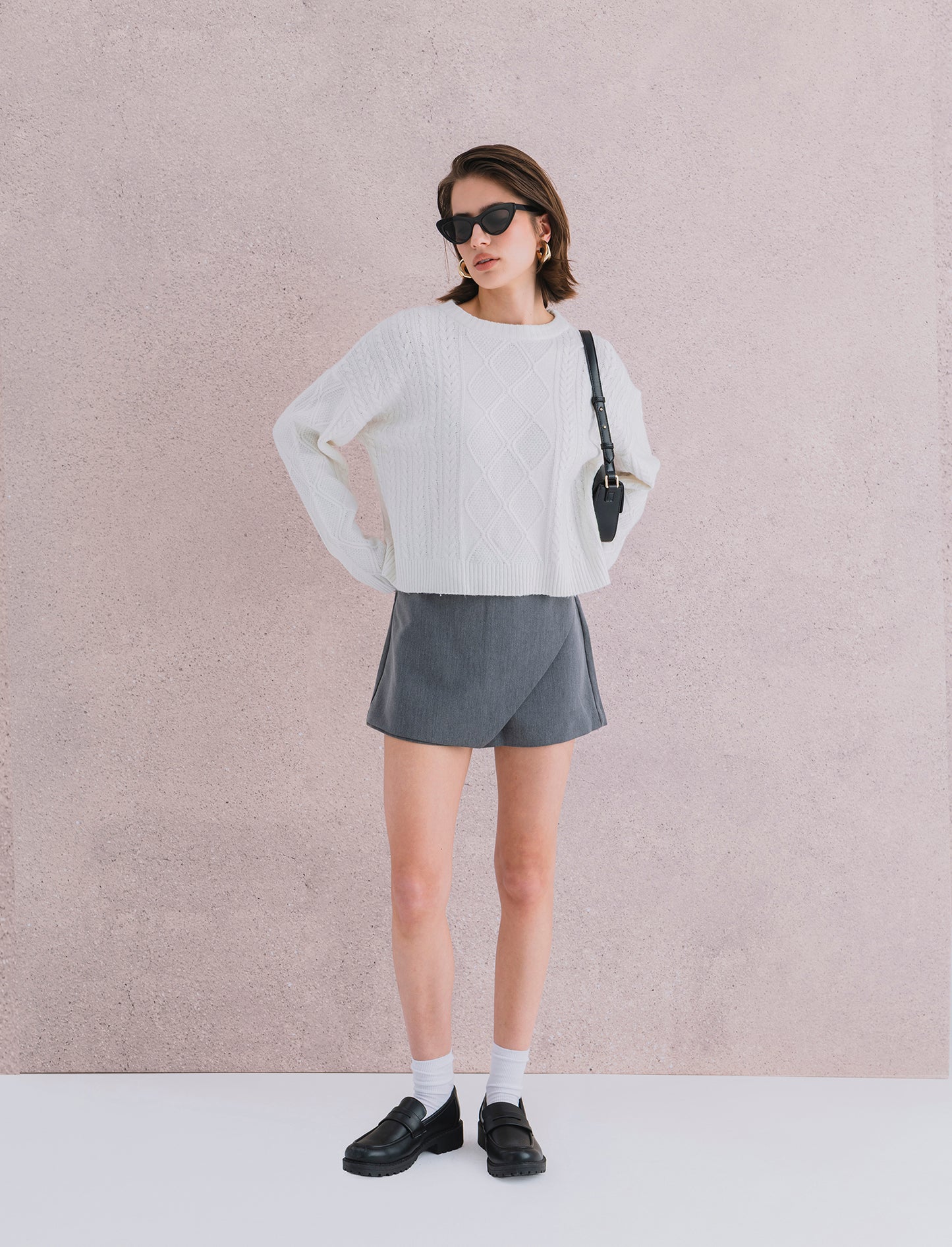 SHORT CON PANNELLO DAVANTI - Grigio mel.