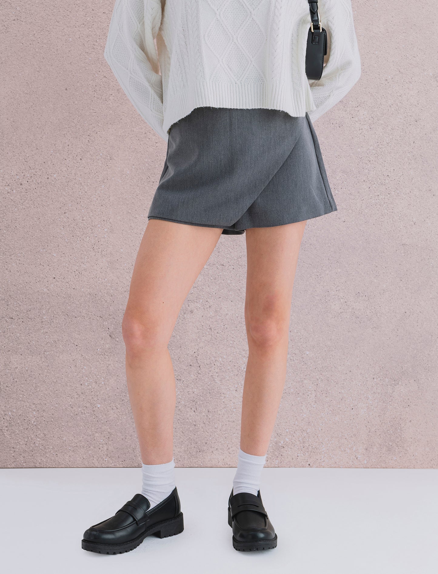 SHORT CON PANNELLO DAVANTI - Grigio mel.