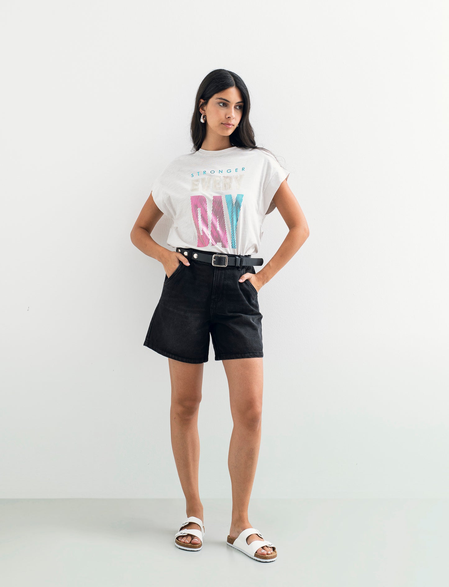 SHORT CON CINTURA - Nero