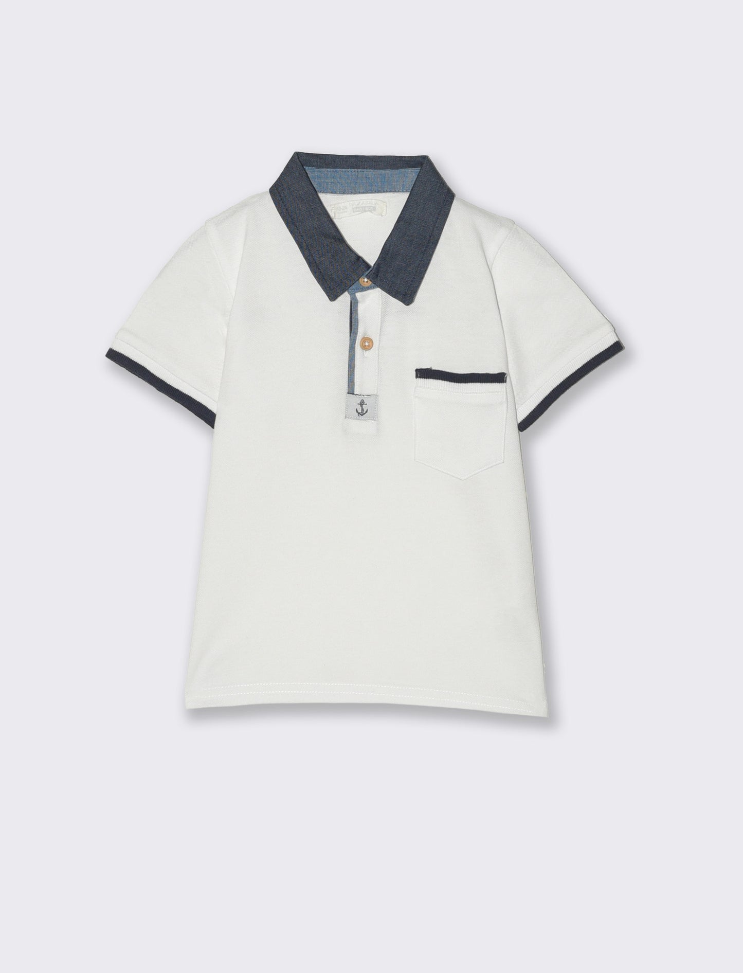 Polo con inserti a contrasto da neonato - Bianco
