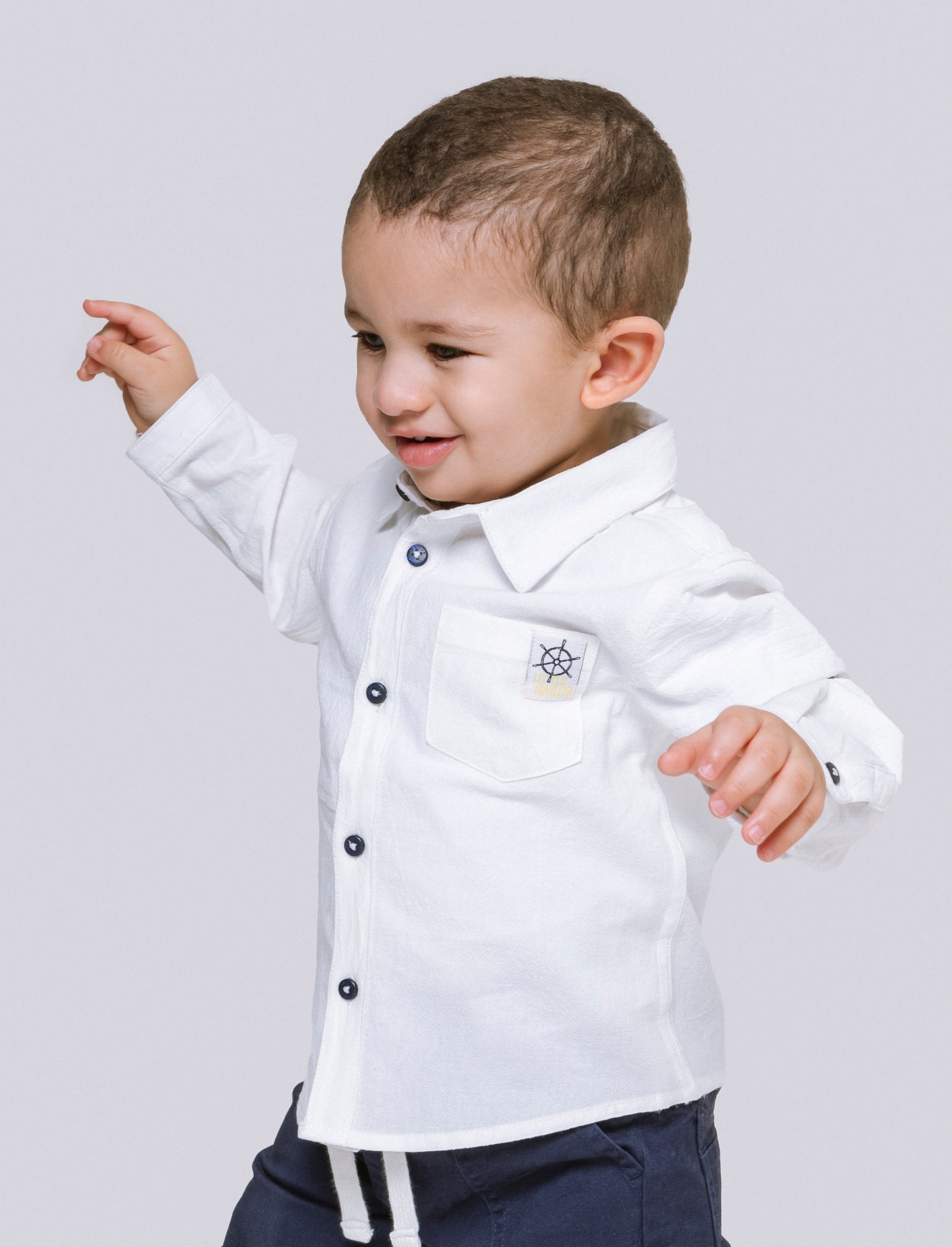Camicia con taglio e tasca da neonato - Bianco