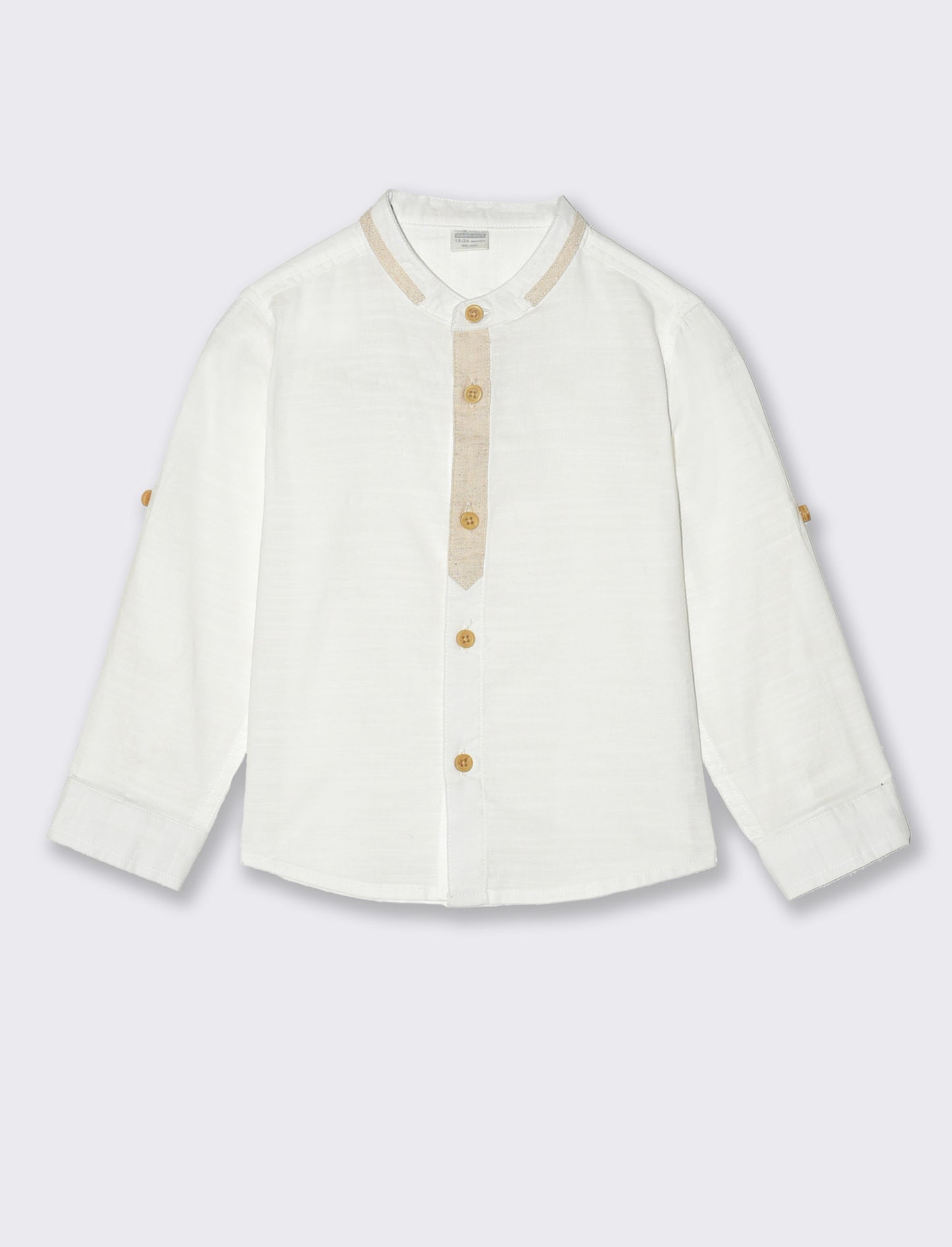 Camicia con abbottonatura a contrasto da neonato - Bianco latte