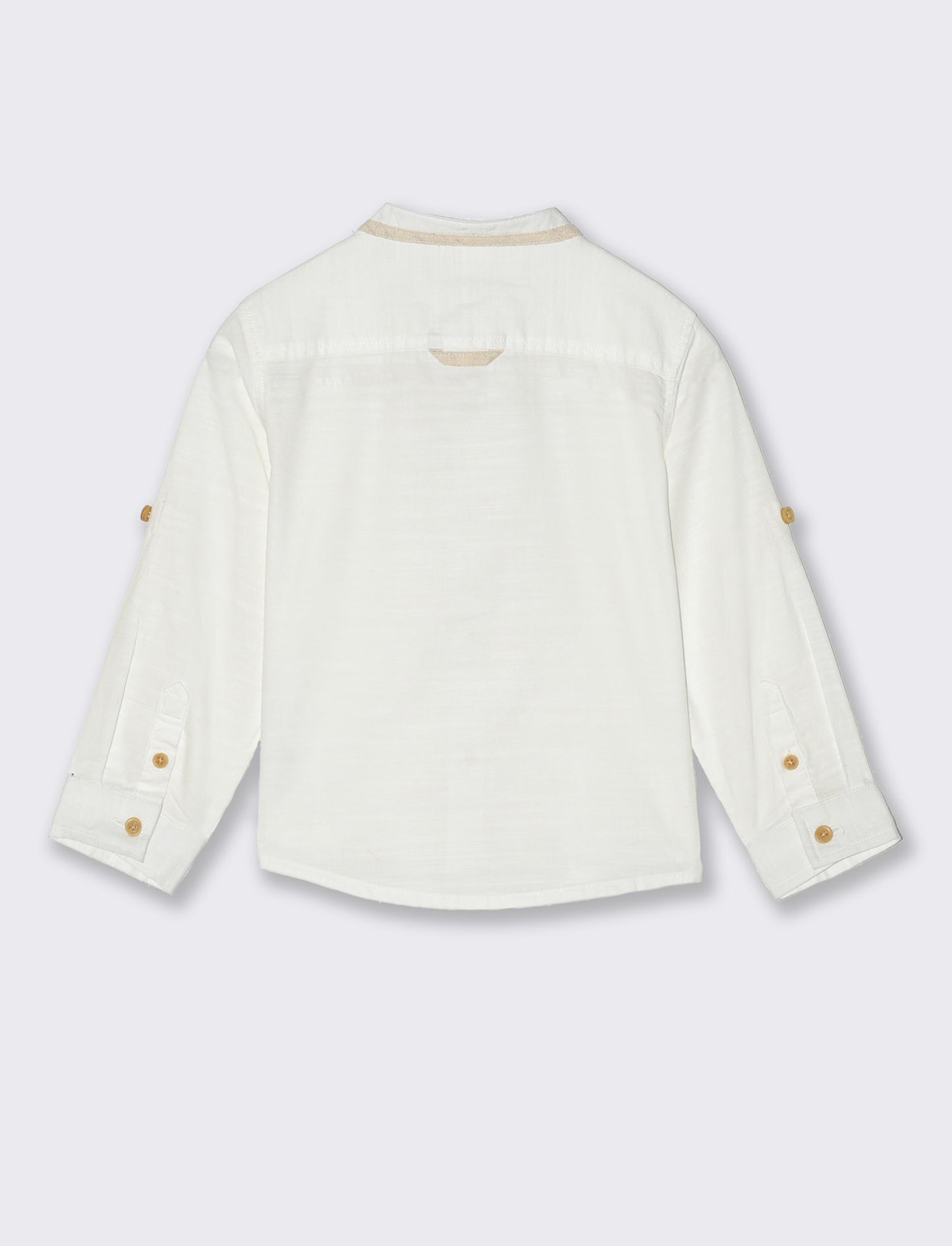 Camicia con abbottonatura a contrasto da neonato - Bianco latte