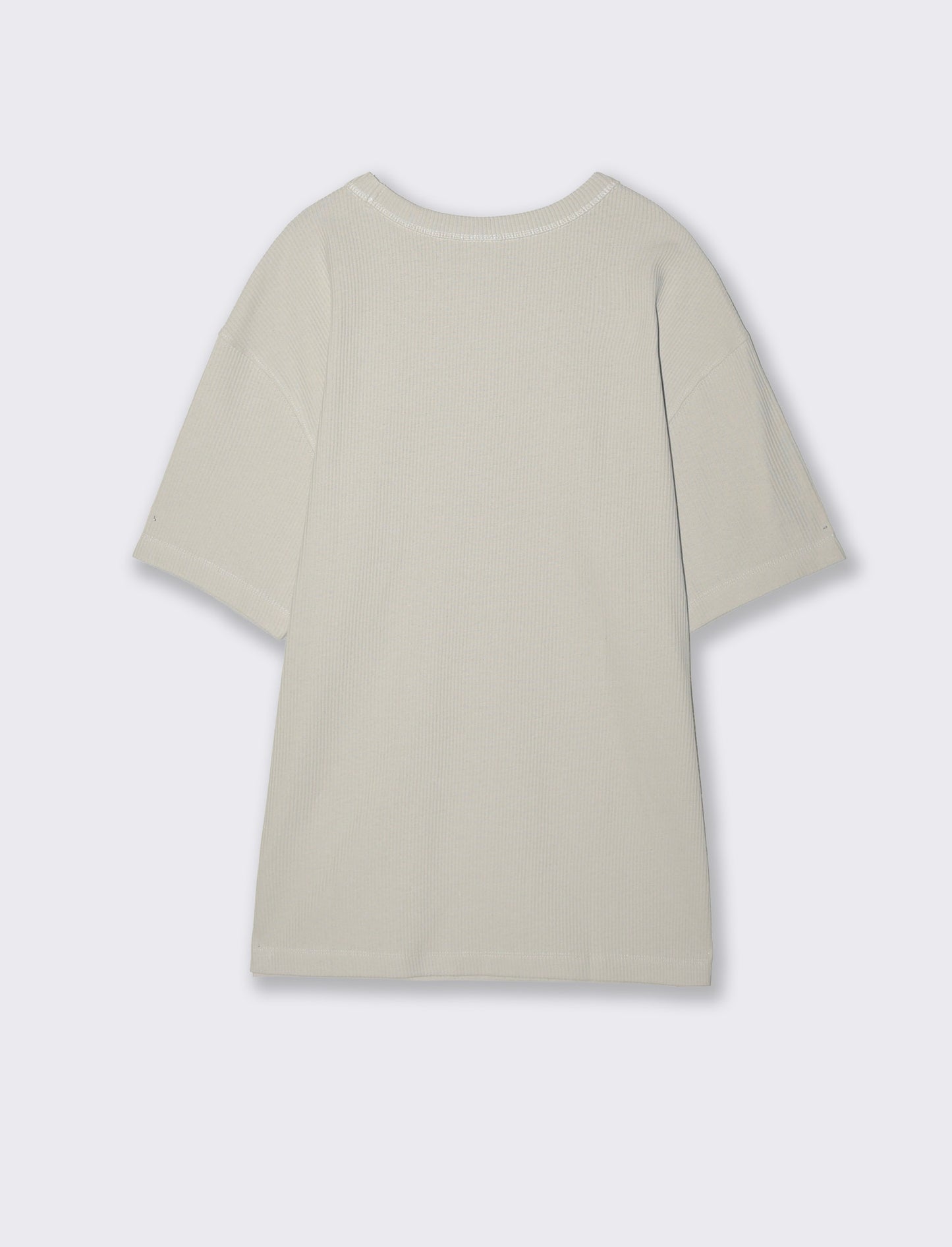 T-shirt girocollo in cotone a coste - Grigio ghiaccio