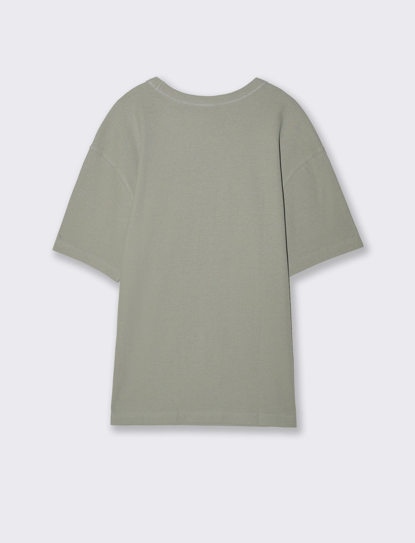 T-shirt girocollo in cotone a coste - Verde