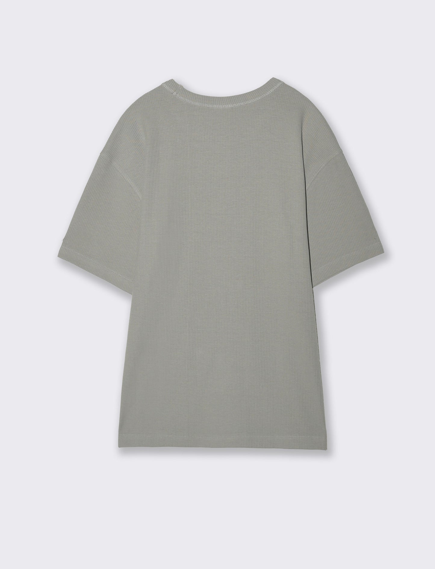 T-shirt girocollo in cotone a coste - Grigio