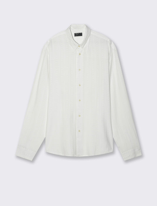 Man's striped jacquard shirt - White