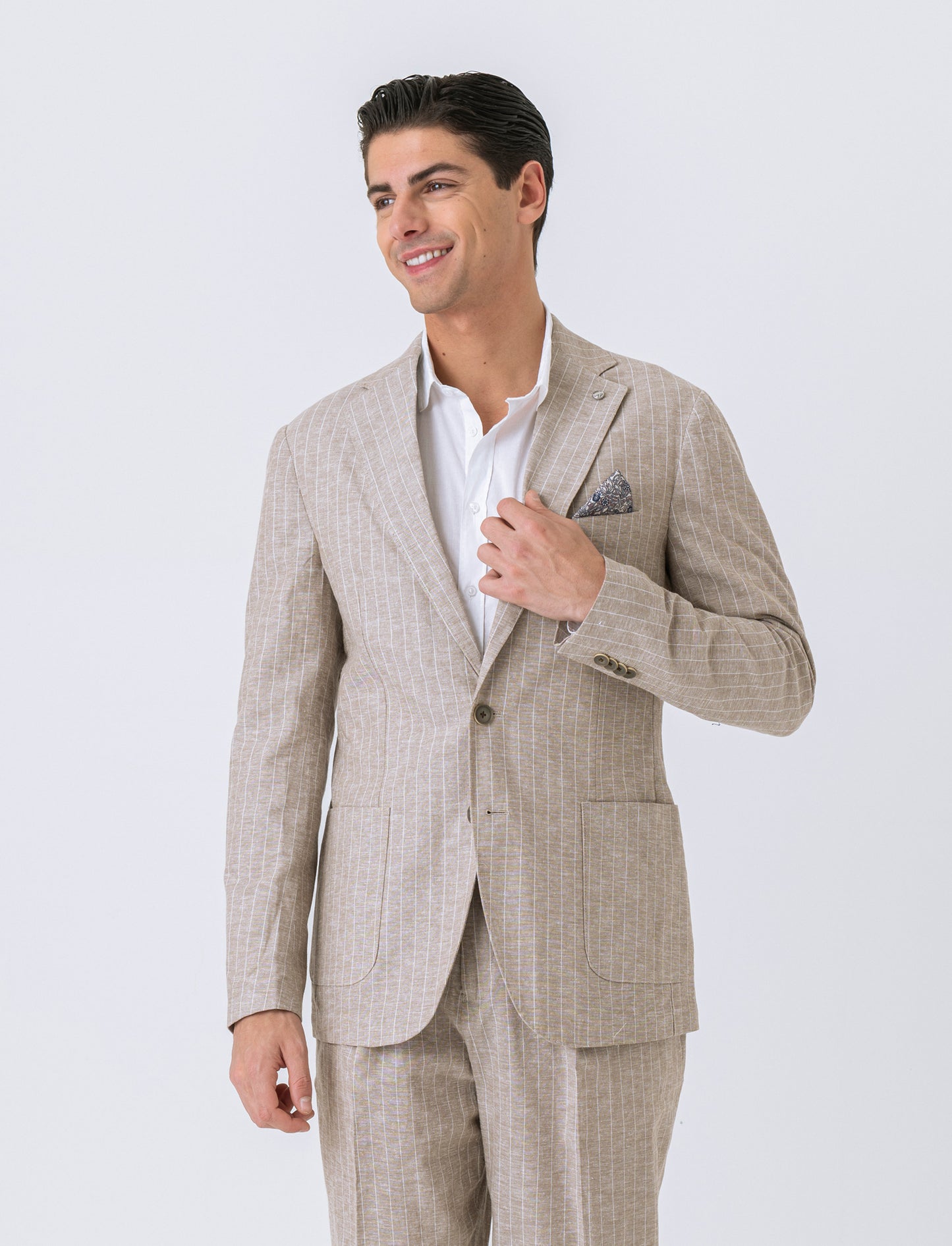 Man's linen blend suit blazer - Beige