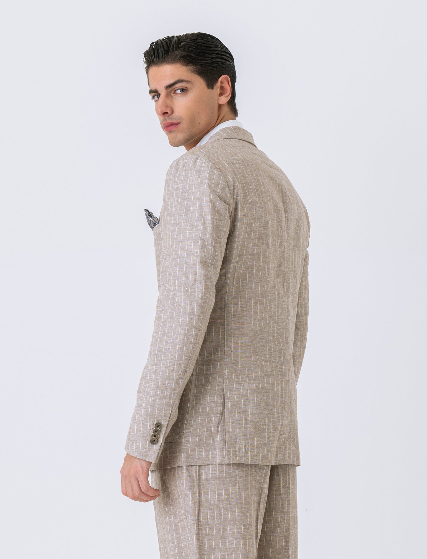 Man's linen blend suit blazer - Beige