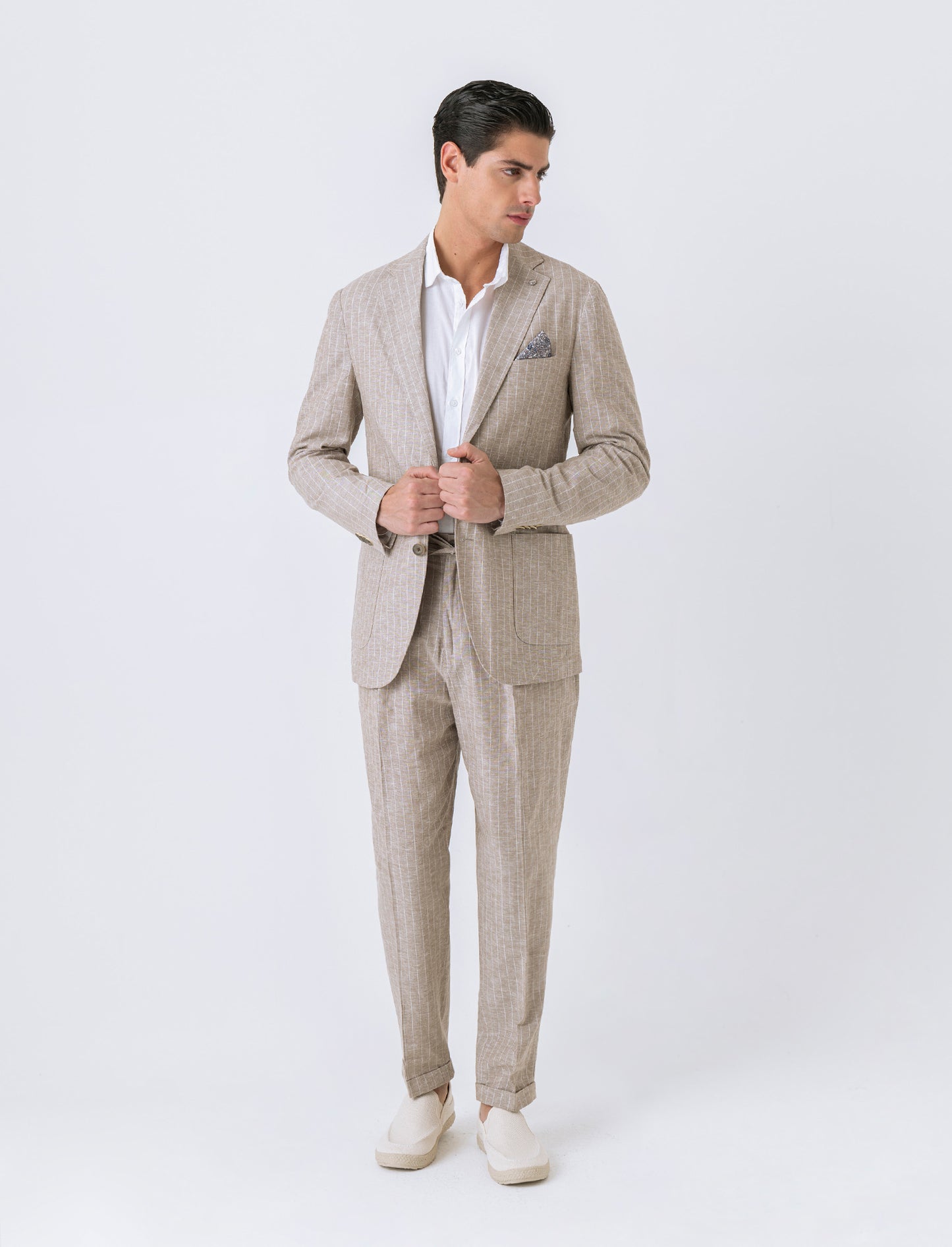 Man's linen blend suit blazer - Beige