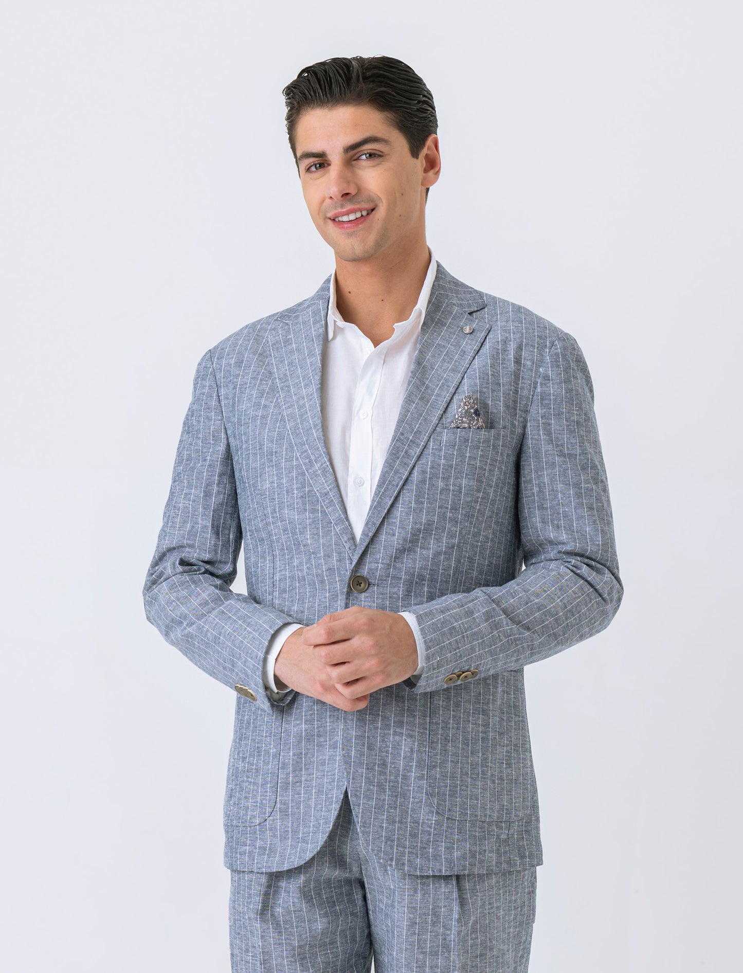 Man's linen blend suit blazer - Blue