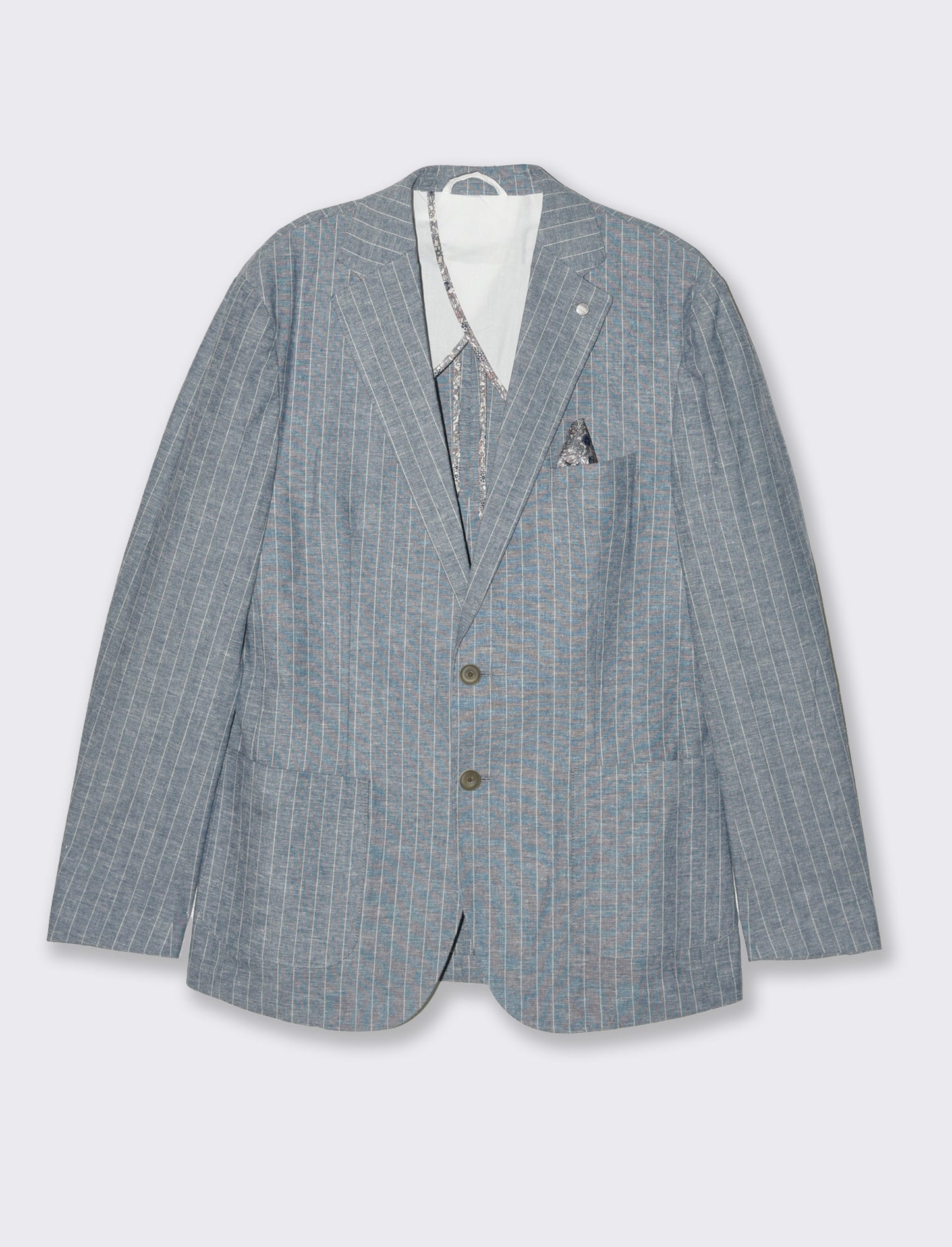 Man's linen blend suit blazer - Blue