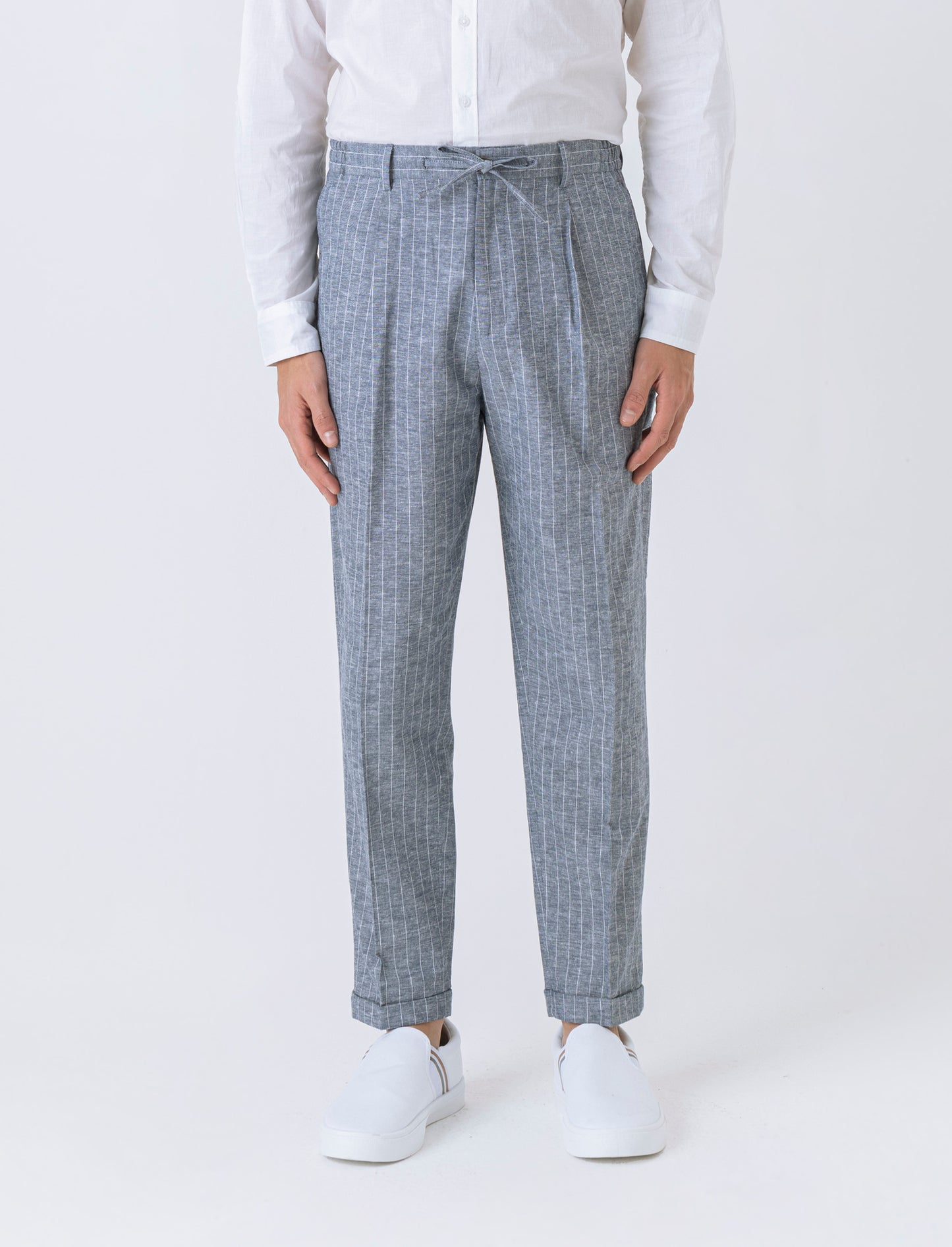 Man's linen blend suit trousers - Blue