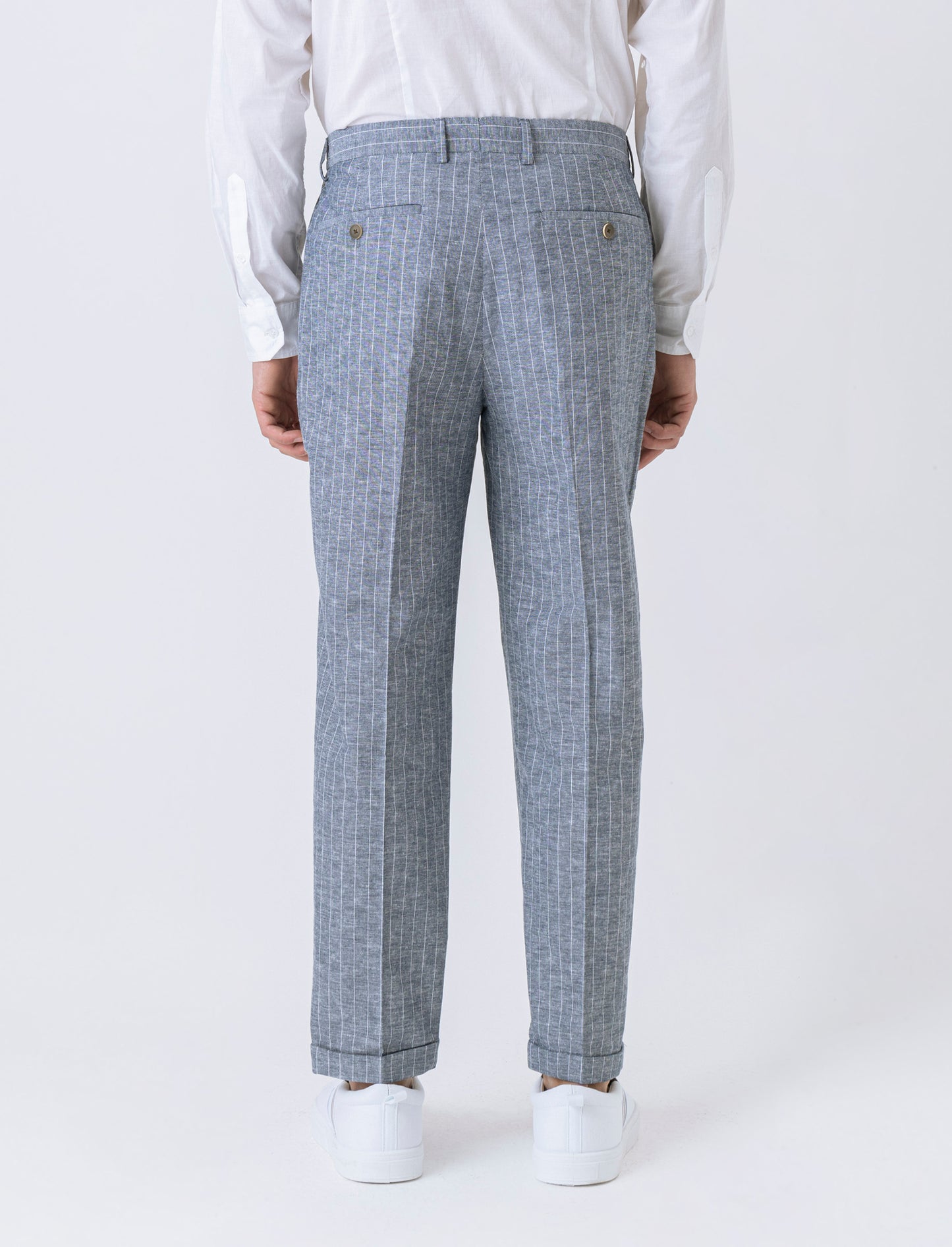 Man's linen blend suit trousers - Blue