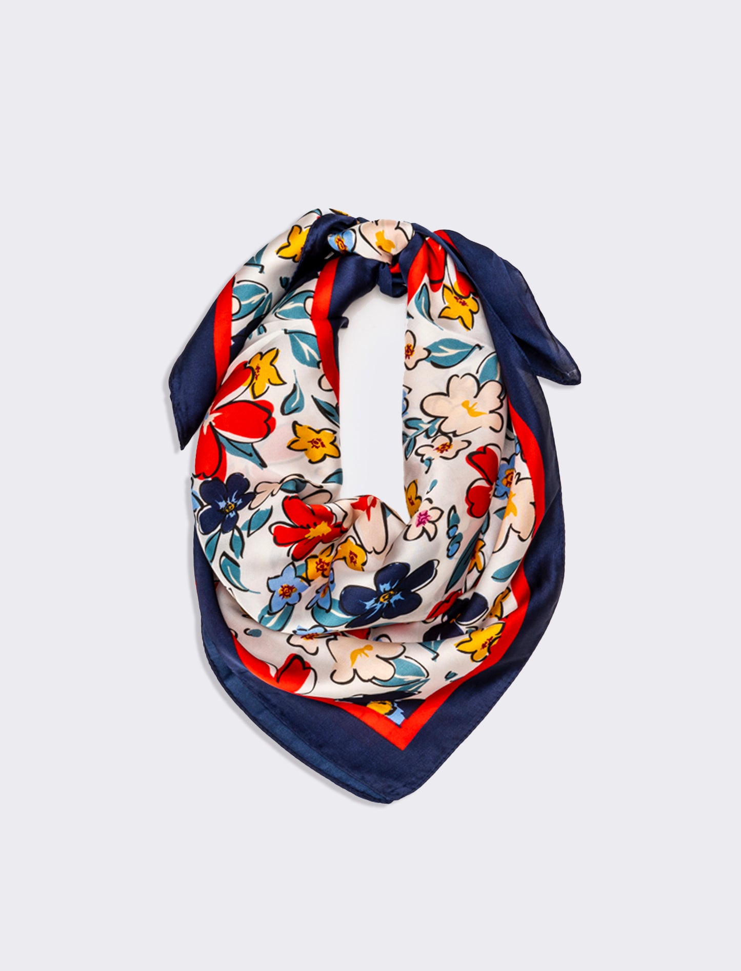 Foulard donna fantasie assortite fiori 70x70cm - Blu