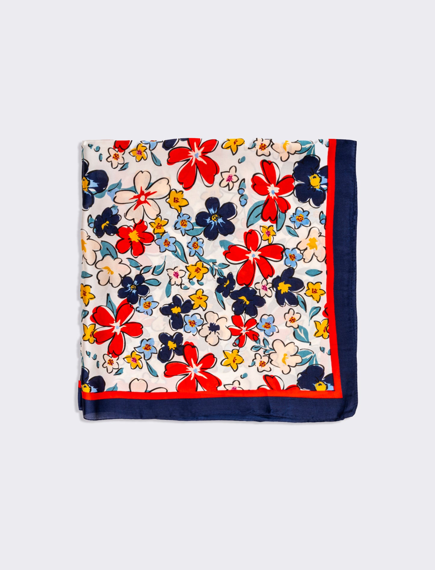 Foulard donna fantasie assortite fiori 70x70cm - Blu