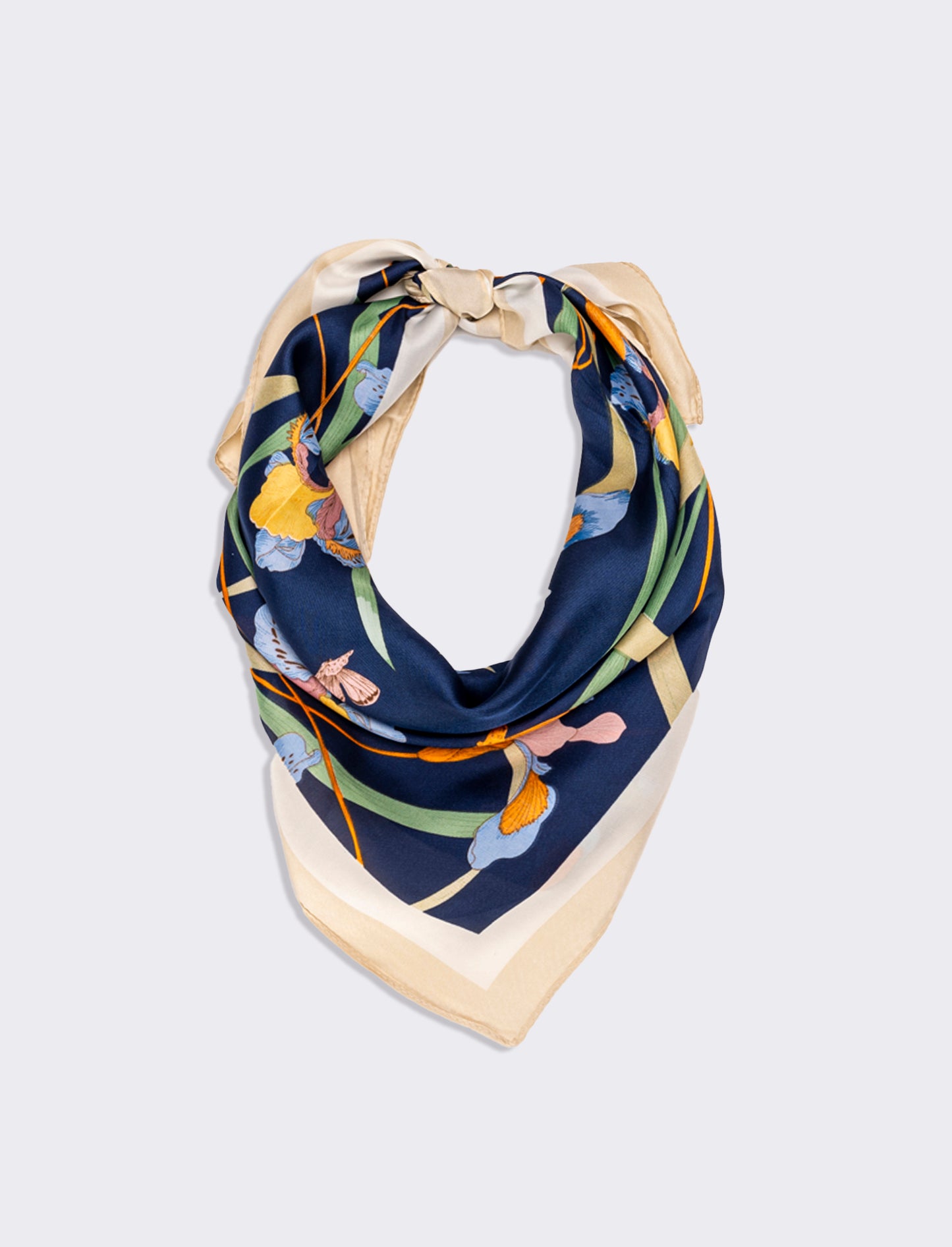 Foulard donna fantasie assortite fiori 70x70cm - Beige