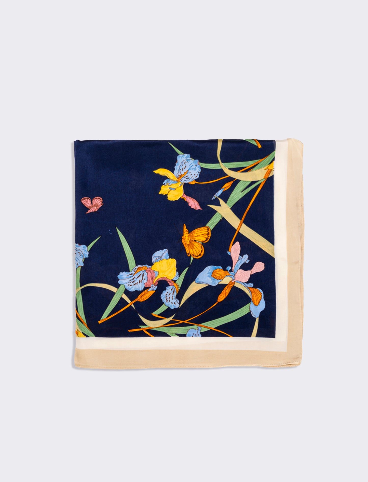 Foulard donna fantasie assortite fiori 70x70cm - Beige