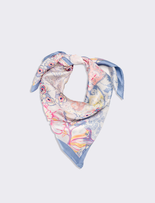 Foulard donna fantasie assortite fiori 70x70cm - Lilla