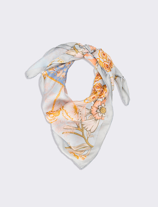 Foulard donna fantasie assortite fiori 70x70cm - Denim