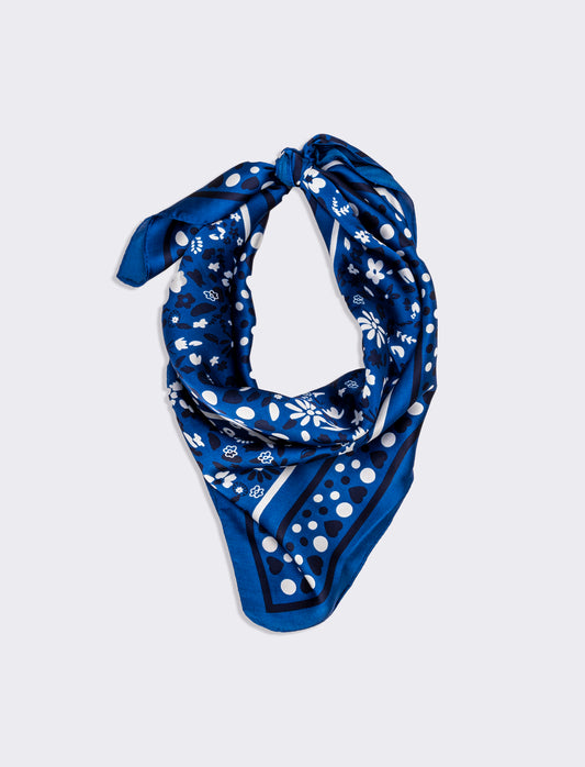 Foulard donna stampe pois 70x70 - Blu