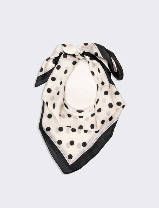 Foulard donna stampe pois 70x70 - Bianco