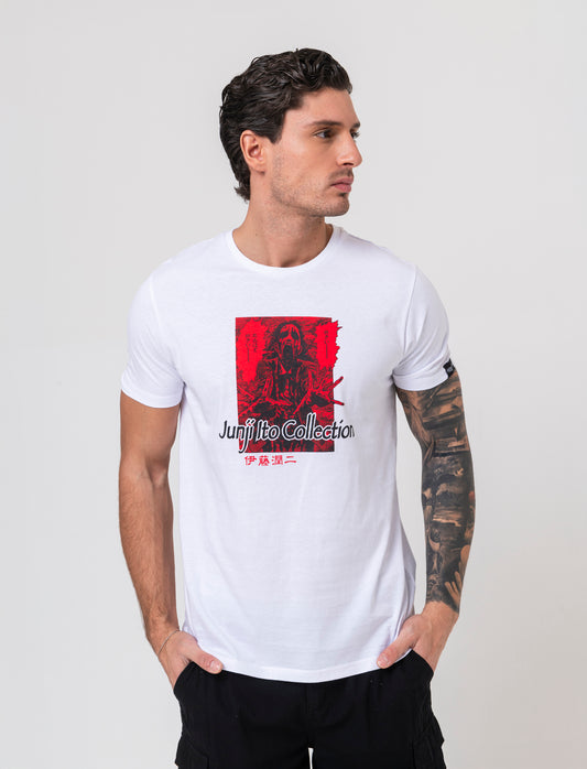 T-shirt stampa Junji Ito da uomo - Bianco
