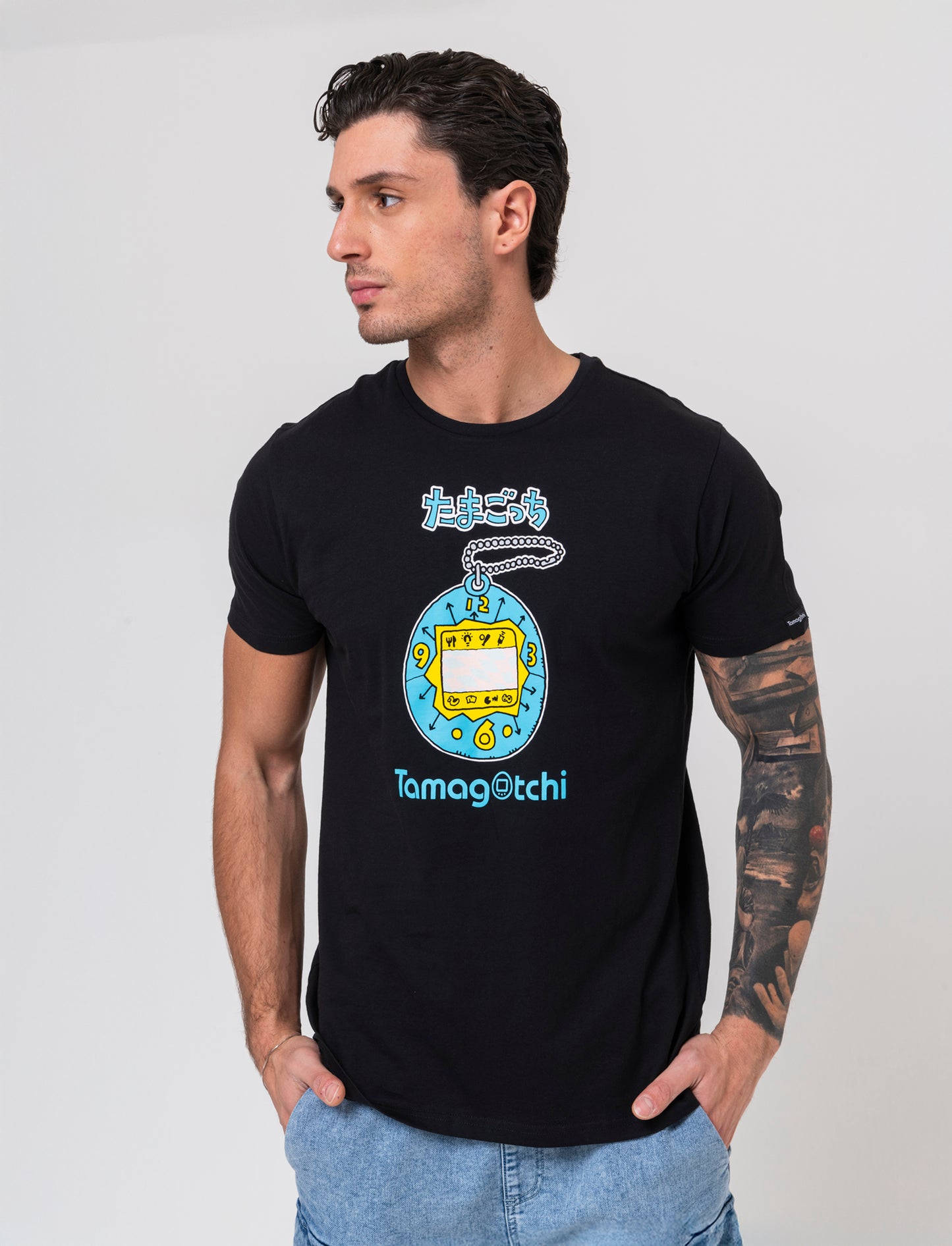 T-shirt stampa tamagotchi da uomo - Nero