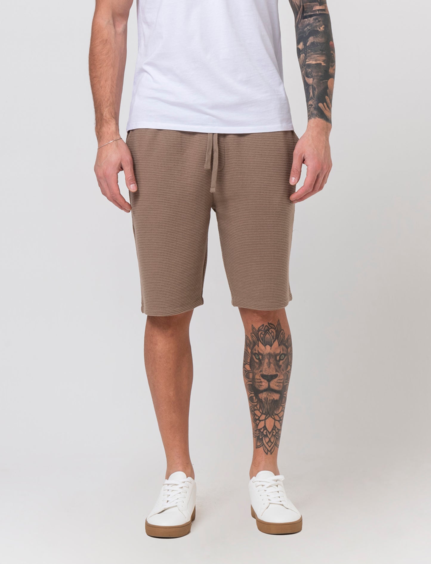Bermuda jogger struttura waffle da uomo - Grigio tortora
