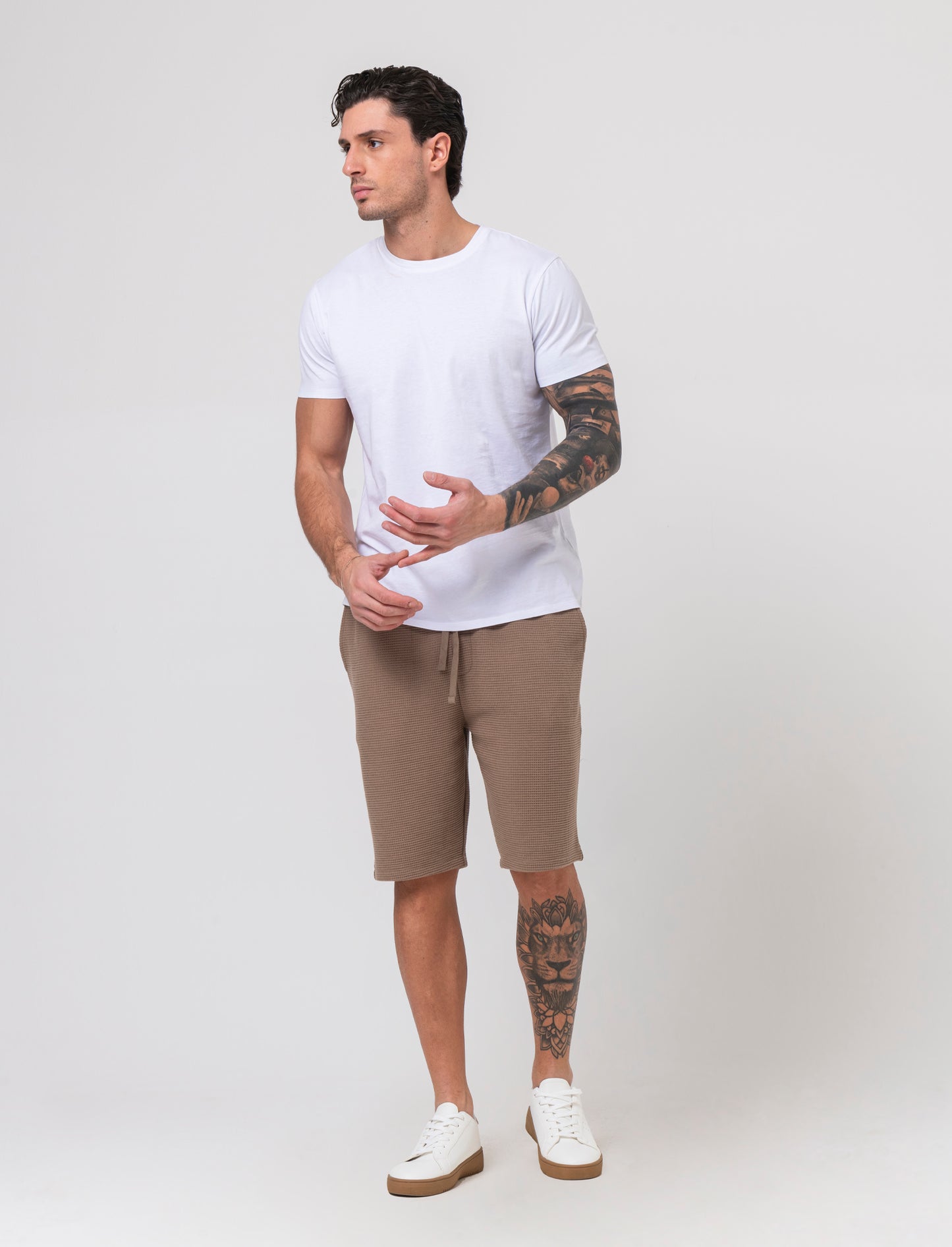 Bermuda jogger struttura waffle da uomo - Grigio tortora