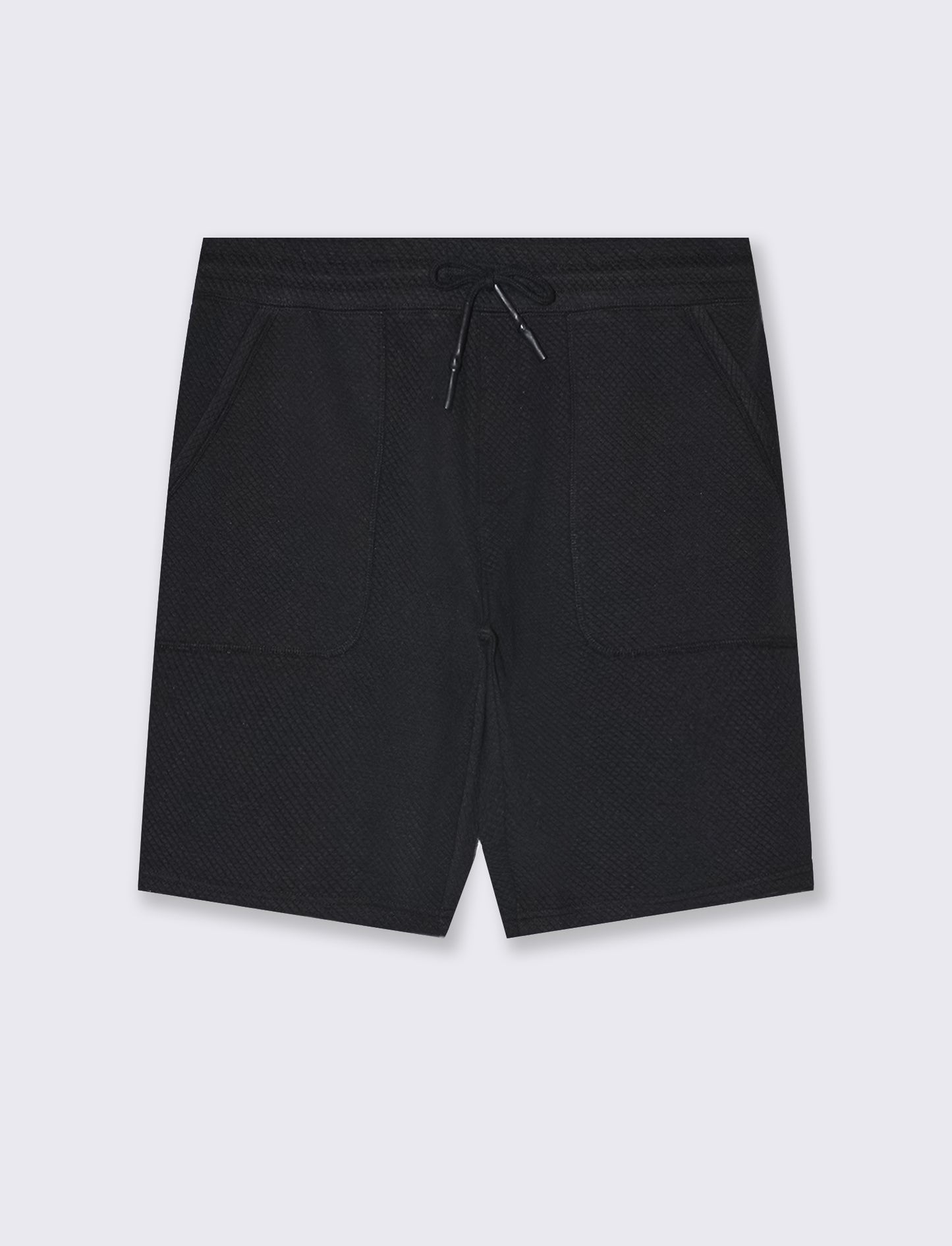 Man's waffle structure bermuda jogger shorts - Black