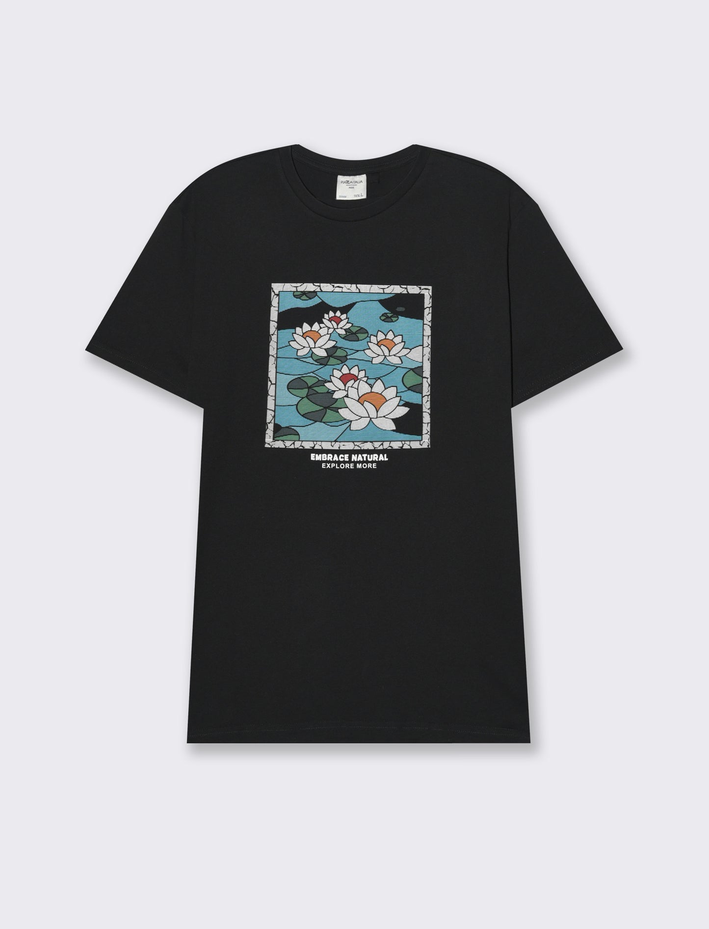 T-shirt con stampa effetto ricamo da uomo - Nero