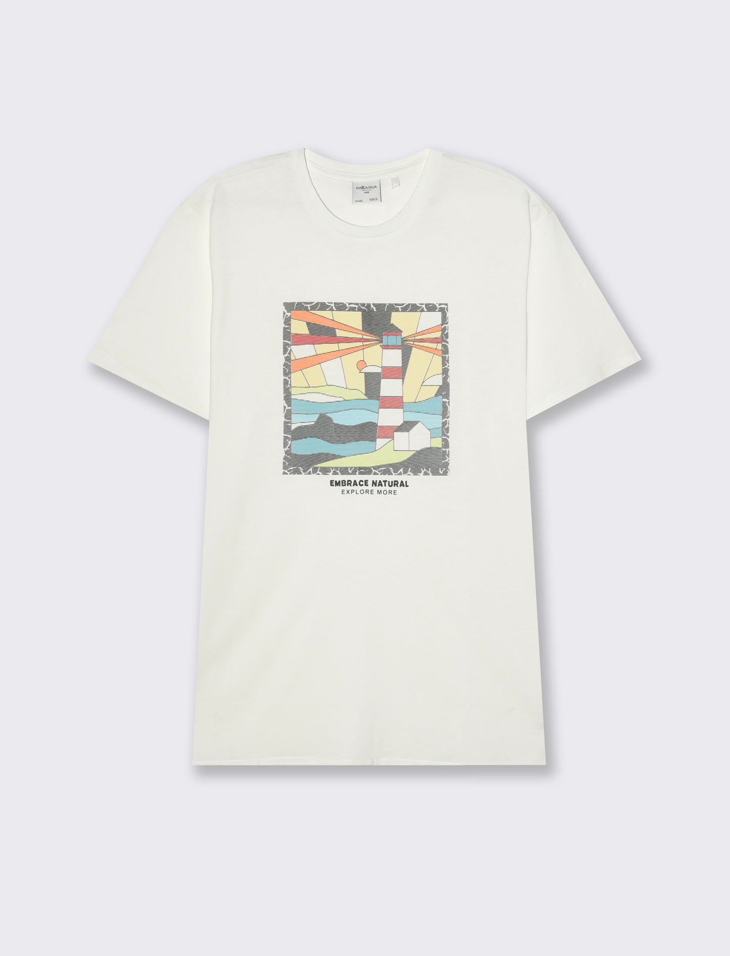 T-shirt con stampa effetto ricamo da uomo - Bianco