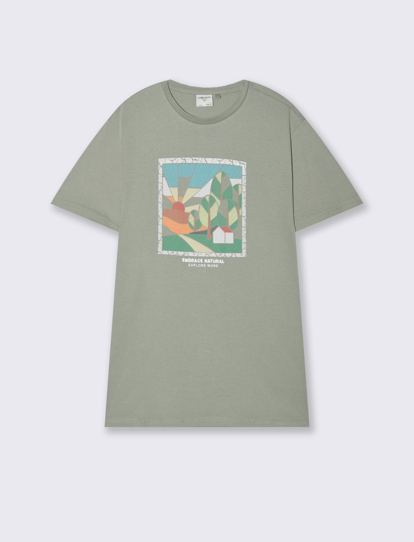 T-shirt con stampa effetto ricamo da uomo - Verde